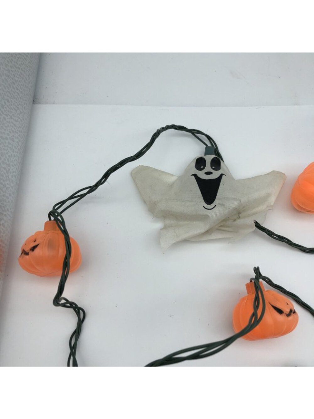 Vintage Halloween string light Ghosts & Pumpkin blow mold Stained ghosts